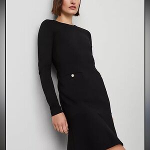 Ann Taylor Black Long Sleeve Dress with Button Accents